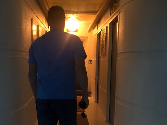 Scott Taylor walks toward the door with his keys in hand ready to face a new day at work. Taylor is the son of James and Pat Taylor from New Concord, Ohio.